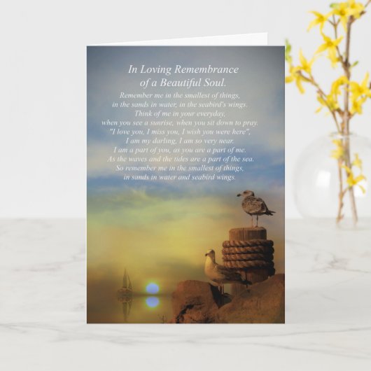 Spiritueel sympathiegedicht met zeilboot en vogels kaart (Gele Bloem)