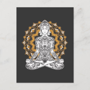 Spiritueel Tattoo Girl Yoga Chakra Meditating Briefkaart