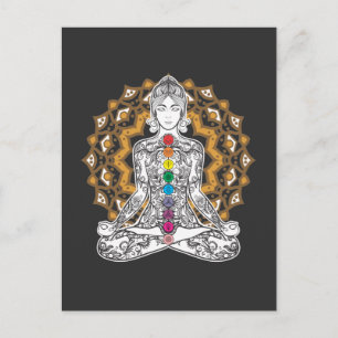 Spiritueel Tattooed Girl Yoga Chakra Meditating Briefkaart