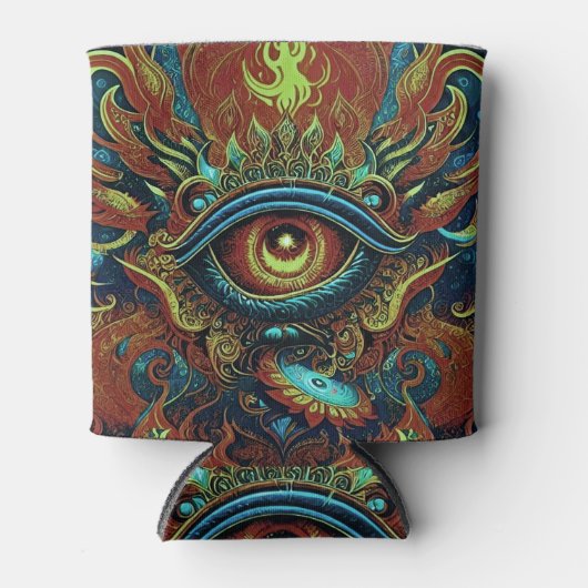 Spiritueel visionair vlammend oog blikjeskoeler (Voorkant)