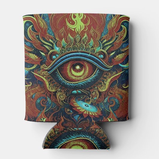 Spiritueel visionair vlammend oog blikjeskoeler (Achterkant)