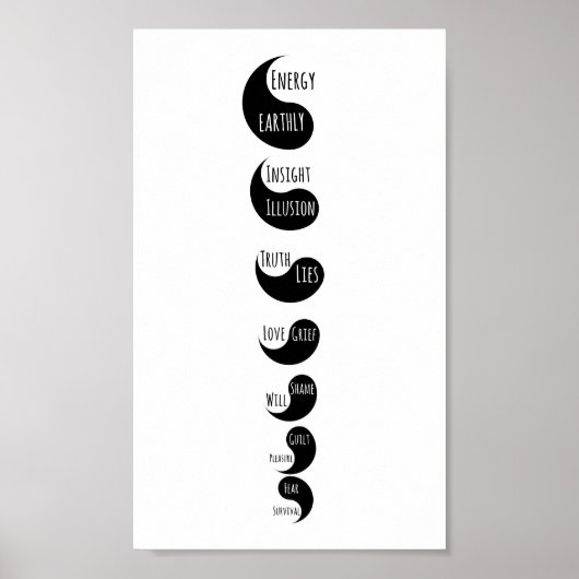 Spiritueel White Black Yin Yang Chakras Card Poste Poster (Voorkant)