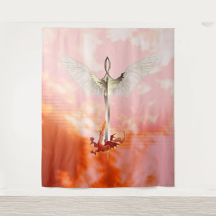 Spiritueel zwaard en draak wandkleed