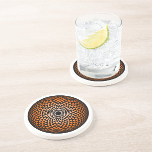 Spiritueel Zwart Sinaasappel Mandala Geometrisch O Zandsteen Onderzetter