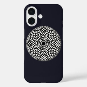 Spiritueel zwart wit mandala geometrisch oosters iPhone 16 hoesje