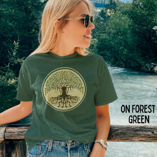 Spirituele Banyan Tree of Life Natuur Logo groen T-shirt
