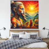 spirituele Boeddha en olifant Canvas Afdruk (Insitu (Slaapkamer))