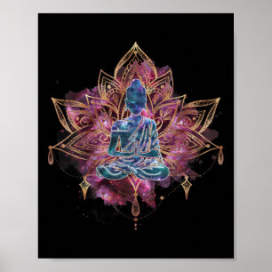 Spirituele Boeddha in Lotusbloem Magische Meditati Poster