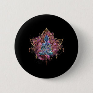 Spirituele Boeddha in Lotusbloem Magische Meditati Ronde Button 5,7 Cm