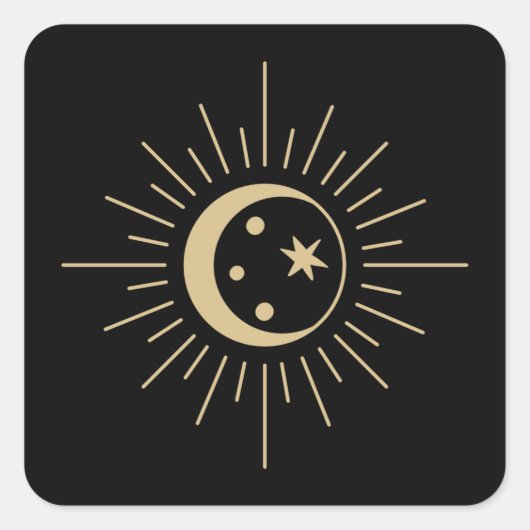 Spirituele Celestial Crescent Moon Vierkante Sticker (Voorkant)