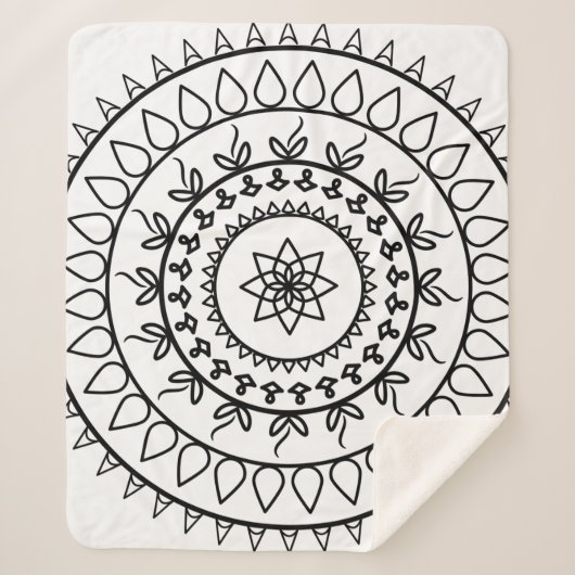 Spirituele cirkel rond Mandala tattoo Sherpa Deken (Voorkant)
