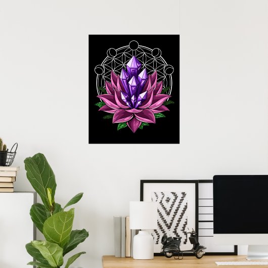 Spirituele Crystals Lotus Poster (Thuiskantoor)