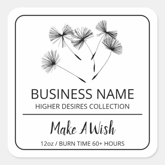 Spirituele Dandelion Seed White Soy Candle Labels (Voorkant)