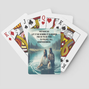 Spirituele doop onder besneeuwde bergtoppen pokerkaarten