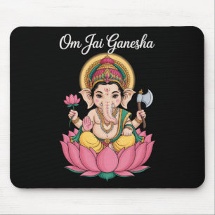 Spirituele Ganesha Lotus Illustratie Om Jai Zeggen Muismat