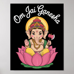 Spirituele Ganesha Lotus Illustratie Om Jai Zeggen Poster