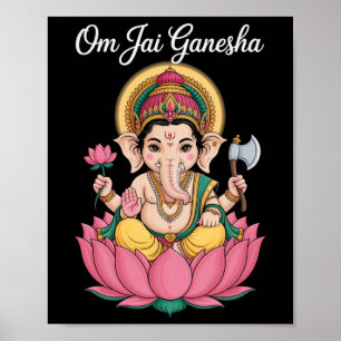 Spirituele Ganesha Lotus Illustratie Om Jai Zeggen Poster