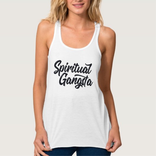 Spirituele Gangsta Funny Yoga Citaat Script Tekst Tanktop (Voorkant)
