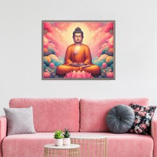 Spirituele Gautam Budh kunst voor kalme gelukzalig Canvas Afdruk