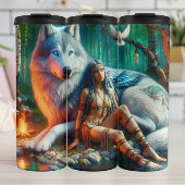 Spirituele Gids, Vrouw, Bos Sereniteit. Thermosbeker