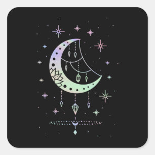 Spirituele Gothic Pastel Moon Witchy Vierkante Sticker