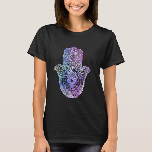 Spirituele Hamsa heeft Mandala voor geluk T-shirt (Voorkant)