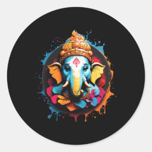 Spirituële hindoeïstische Ganesh Retro Diwali Fest Ronde Sticker
