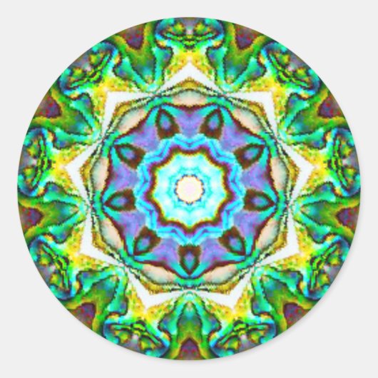 Spirituele Iridescent Paua Shell Fractal Ronde Sticker (Voorkant)