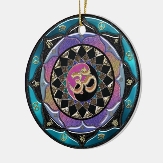 Spirituele kerstversiering van Moon Mandala Keramisch Ornament (Links)