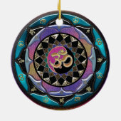 Spirituele kerstversiering van Moon Mandala Keramisch Ornament (Achterkant)