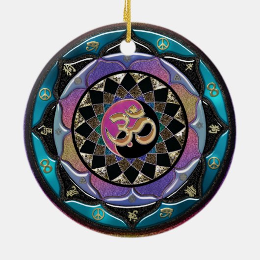 Spirituele kerstversiering van Moon Mandala Keramisch Ornament (Achterkant)