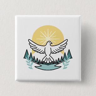 Spirituele kracht in God – Verheffende Christelijk Vierkante Button 5,1 Cm