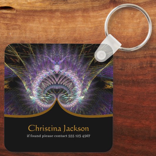 Spirituele levensboom fractale kunst sleutelhanger (Achterkant)