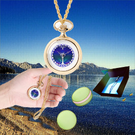 Spirituele levensboom wit centrum van kosmos blauw horloge