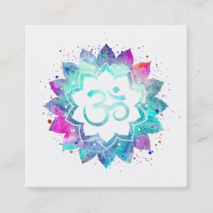 *~* Spirituele lotusbloem Mandala Om Aum Symbool Vierkante Visitekaartje