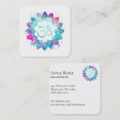 *~* Spirituele lotusbloem Mandala Om Aum Symbool Vierkante Visitekaartje (Voorkant / Achterkant)
