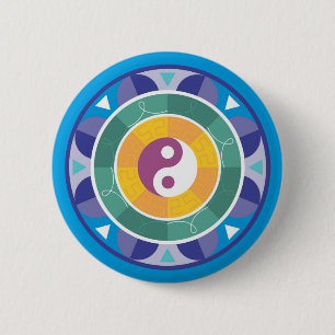 Spirituele Mandala Rainbow Colors Chinese Yin Yang Ronde Button 5,7 Cm