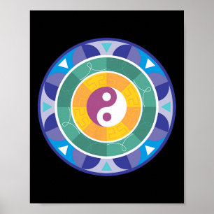 Spirituele Mandala Regenboog Kleur Chinese Yin Yan Poster