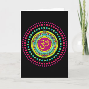 Spirituele Mandala Yoga Om Symbool Roze En Groen J Kaart