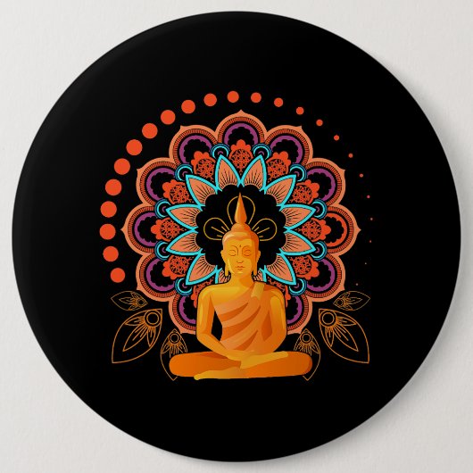 Spirituele meditatie Boeddha Ronde Button 6,0 Cm (Voorkant)