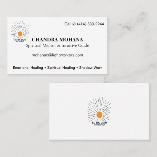 Spirituele mentorgids | Basic Info Visitekaartje (Voorkant / Achterkant)
