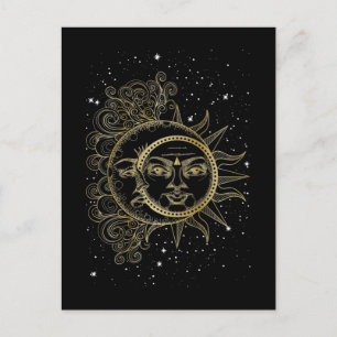 Spirituele Moon Sun Luna esthetische sterren Briefkaart