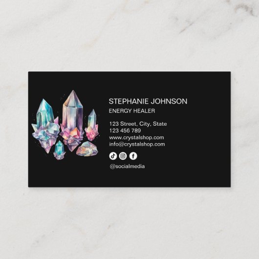 Spirituele mystieke energie healer kristal Pareltj Visitekaartje (Achterkant)