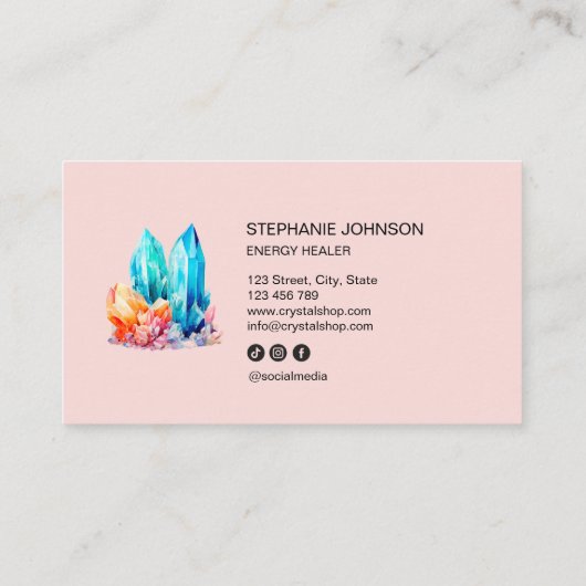 Spirituele mystieke energie healer kristal Pareltj Visitekaartje (Achterkant)