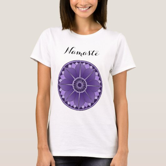 Spirituele Namaste Paarse Mandala T-shirt (Voorkant)