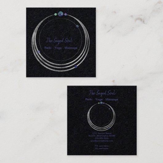 Spirituele New age en metafysisch geometrisch Vierkante Visitekaartje (Voorkant / Achterkant)