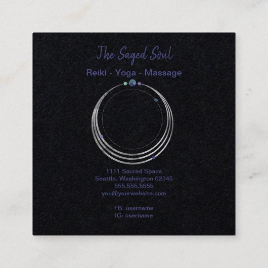 Spirituele New age en metafysisch geometrisch Vierkante Visitekaartje (Achterkant)
