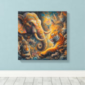 spirituele olifant tijger canvas afdruk (Insitu (Houten vloer))