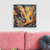 spirituele olifant tijger canvas afdruk (Insitu (Woonkamer))