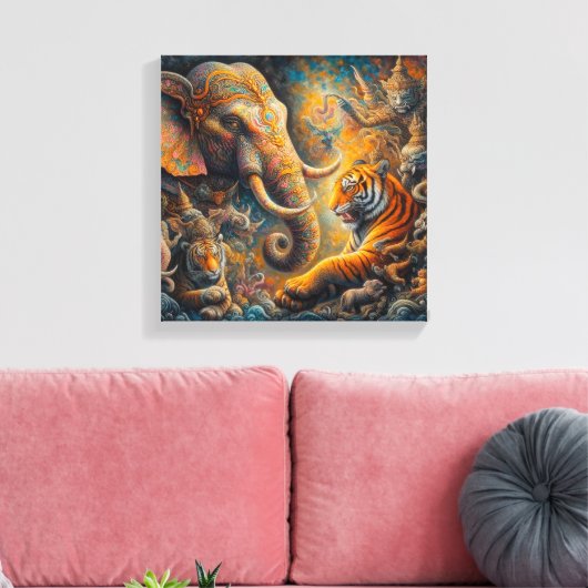 spirituele olifantentijger canvas afdruk (Insitu (Woonkamer))